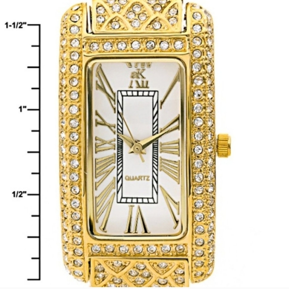 Adee Kaye Beverly Hills White Crytal Yellow Gold Watch - Picture 4 of 11